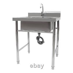 Commercial Stainless Steel Sink Outdoor Single-Bowl Utility Sinks With Faucet