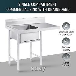 Commercial Stainless Steel Table Sink Outdoor Sink Station with Drainboard Faucet
