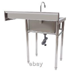 Commercial Stainless Steel Table Sink Outdoor Sink Station with Drainboard Faucet