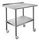 Commercial Stainless Steel Table With Caster Wheels 36x24in Kitchen Worktables W