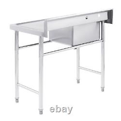 Commercial Stainless Steel Table with 18x16 in Sink Utility Sink with Drainboard