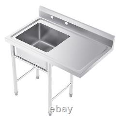 Commercial Stainless Steel Table with Sink Strainer for Restaurant Bar