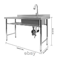 Commercial Stainless Steel Utility Prep Sink Kitchen Sink 1 Compartment & Drain