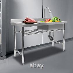 Commercial Stainless Steel Utility Prep Sink Kitchen Sink 1 Compartment + Drain