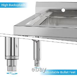 Commercial Stainless Steel Utility Sink with Drainboard Compartment Kitchen Sink