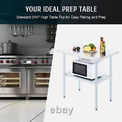 Commercial Stainless Steel Work Table Kitchen Table w Backsplash Shelf 36x24 in