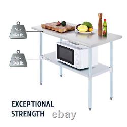 Commercial Stainless Steel Work Table Kitchen Table w Backsplash Shelf 48x24 in