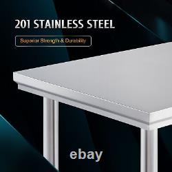 Commercial Stainless Steel Work Table Kitchen Table w Casters Undershelf 30x24