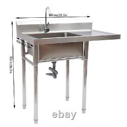 Commercial Stainless Steel Workbench with Sink Outdoor Sink Station Camping Sink A
