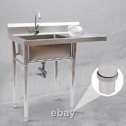 Commercial Stainless Steel Workbench with Sink Outdoor Sink Station Camping Sink A