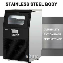 Commercial Steel Stainless Ice Maker Auto Built-in Ice Cube Machine 88Lbs Home