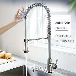 Commercial Touch Kitchen Sink Faucet Pull Down Sprayer Brushed Nickel Mixer Tap