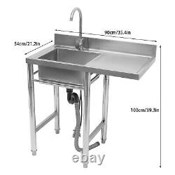 Commercial Utility & Prep Sink Kitchen Sink 3 Compartment Faucet Stainless Steel