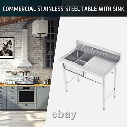Commercial Utility & Prep Sink Stainless Steel 1 Compartment & Drainboard