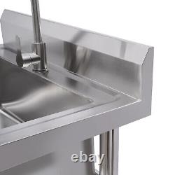 Commercial Utility Prep Sink Stainless Steel 1 Compartment withBasins Backsplash