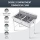 Commercial Utility & Prep Sink Stainless Steel 2 Compartment W Basins Backsplash