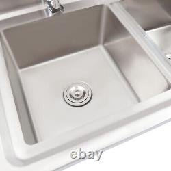 Commercial Utility & Prep Sink Stainless Steel 2 Compartment w Basins Backsplash