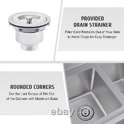Commercial Utility & Prep Sink Stainless Steel 3 Compartment w Basins Backsplash