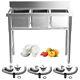Commercial Utility Prep Sink Stainless Steel 3 Compartment Withbasins Backsplash