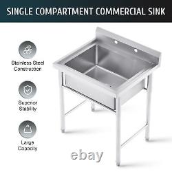 Commercial Utility & Prep Sink Stainless Steel Kitchen Sink 1 Compartment