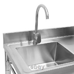 Commercial Utility & Prep Sink Stainless Steel Kitchen Sink 3-Compartment Faucet