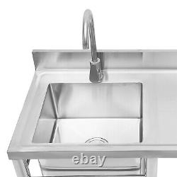 Commercial Utility & Prep Sink Stainless Steel Kitchen Sink 3-Compartment Faucet