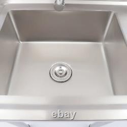 Commercial Utility & Prep Sink Stainless Steel w Basins Backsplash + Drainboard