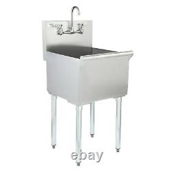 Commercial Utility Sink Bowl Prep 18x18x13 Stainless Steel 8 Faucet Centers