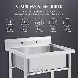 Commercial Utility Sink w 23x18 Stainless Steel Basin Durable Backsplash