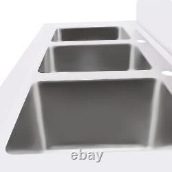 Commercial Utility Stainless Steel Sink Outdoor Indoor Sink 3-Compartment Basin