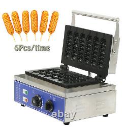 Commercial Waffle Maker 6Pcs Hot Dog Sausage Non-Stick Machine Stainless Steel