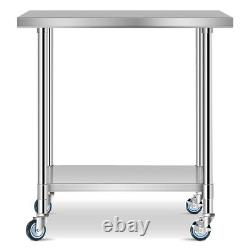 Costway 24 x 36 Stainless Steel Commercial Kitchen Work Table with4 Casters