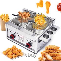 Countertop Gas Fryer Deep Fryer with 2 Basket Stainless Steel Commercial (LPG)