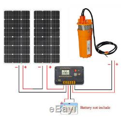 DC 24V Deep Well Submersible Water Pump Off Grid System Kit 200W Solar Panel