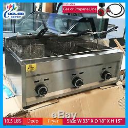 Deep Fryer Propane 3 Burner Commercial Countertop Fry Food cooker Cooler Depot