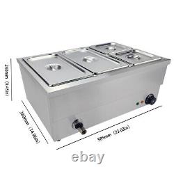 Electric Bain Marie Commercial Food Warmer 4 pans Stainless Steel Display