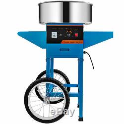 Electric Commercial Cotton Candy Machine / Floss Maker Blue Cart Stand