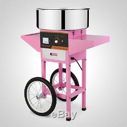 Electric Commercial Cotton Candy Machine / Floss Maker Pink Cart Stand