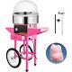 Electric Commercial Cotton Candy Machine / Floss Maker Pink Withcart Cover