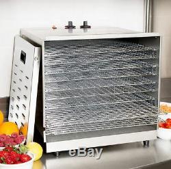 Electric Commercial Stainless Food Jerky Fruit Dehydrator Dryer, 10 Racks, 1000W