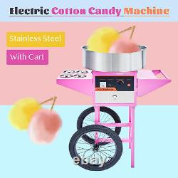 Electric Cotton Candy Machine Commercial Sugar Floss Maker With Cart Pink SS