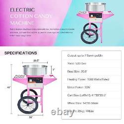 Electric Cotton Candy Machine Commercial Sugar Floss Maker With Cart Pink SS