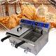 Electric Countertop Deep Fryer 20l Dual Tank Commercial Restaurant Meat Withfaucet