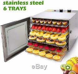 Food Dehydrator 6 Tier Stainless Steel-Fruit Jerky Meat Dryer Blower Commercial