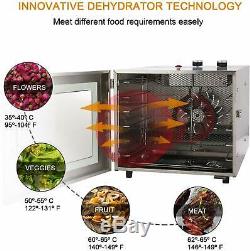 Food Dehydrator 6 Tier Stainless Steel-Fruit Jerky Meat Dryer Blower Commercial