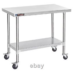 Food Prep Stainless Steel Table 30 X 48 Inch Metal Table Cart Commercial Wo