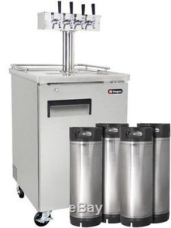 Four Tap Commercial Grade Home Brew Kegerator with Kegs Stainless Steel