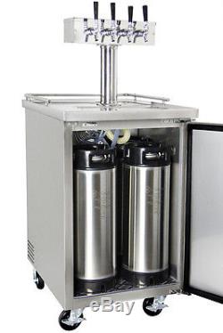 Four Tap Commercial Grade Home Brew Kegerator with Kegs Stainless Steel