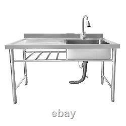 Free Standing Stainless Steel Kitchen Sink Single Bowl Commercial Restaurant Kit