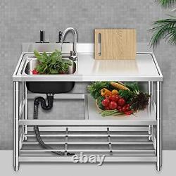 Free Standing Stainless-Steel Single Bowl Commercial Restaurant Kitchen 39.5